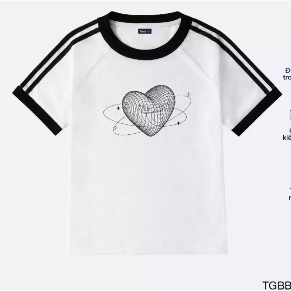 Áo thun baby tee in hình trái tim 3D The Good, áo thun nữ slim fit co giãn