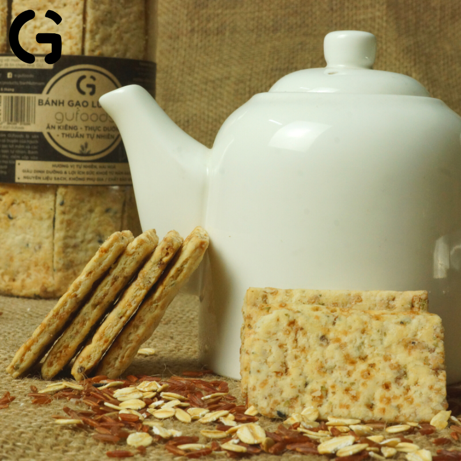 Combo 2 hũ bánh gạo lứt mầm GUfoods (bánh mầm) - Giàu GABA tự nhiên, Hỗ trợ ăn kiêng, Thực dưỡng, Thuần chay (150g/500g)