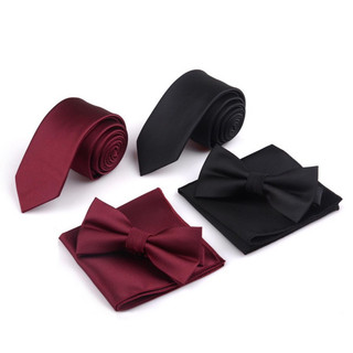 Combo Cà vạt bản nhỏ kèm Khăn và Nơ