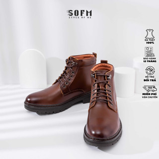 Giày Dr Martens nam cổ cao, giày bốt tăng chiều cao 5cm đế cao su đúc khâu chỉ chắc chắn, DOC chất liệu da bò cao cấp