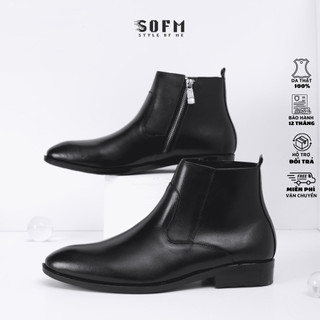 Giày Chelsea Boots da bò nguyên tấm , Bốt SOFM, giày tây nam công sở cao cổ,bốt khóa kéo cao cấp bào hành 12 tháng