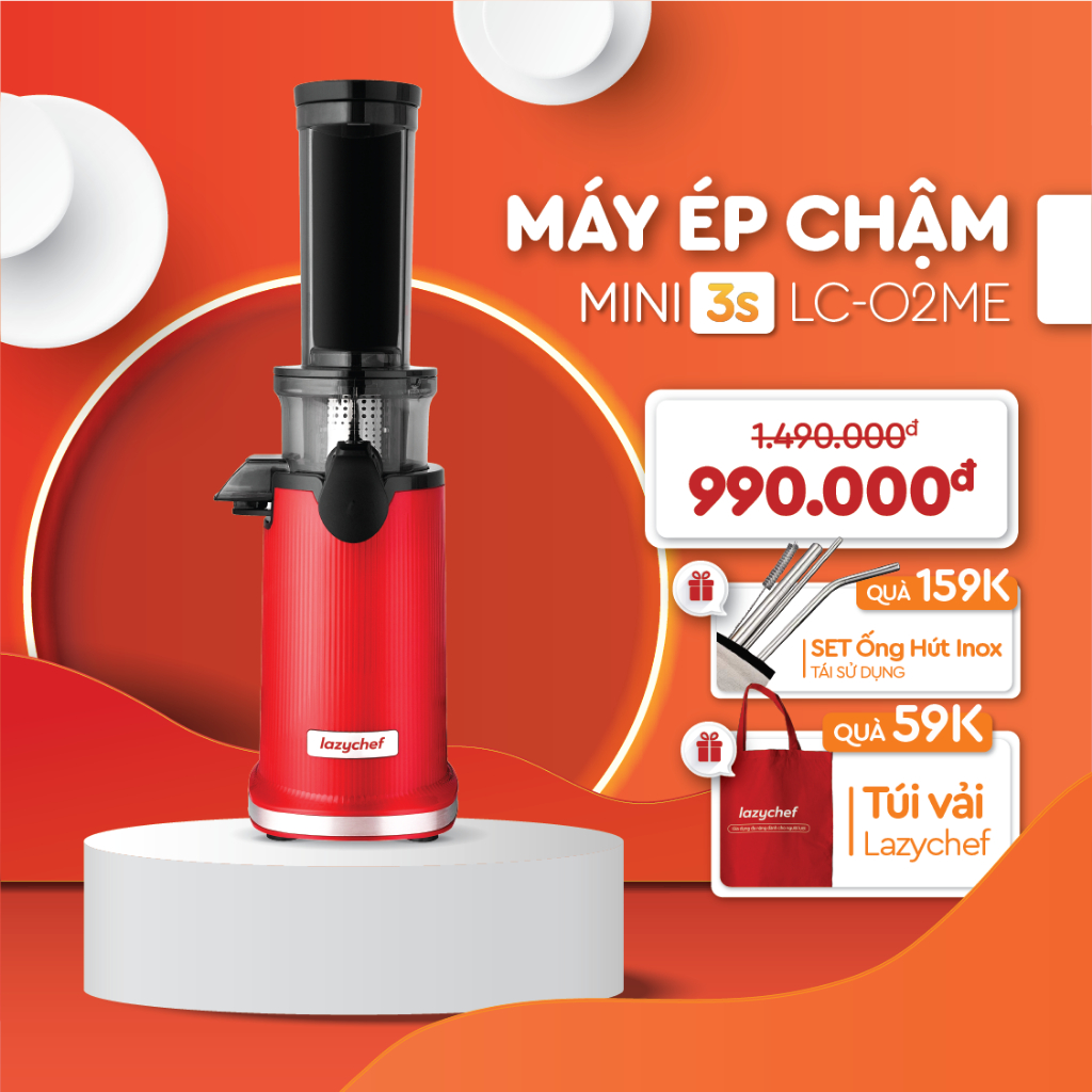 MÁY ÉP CHẬM MINI 3S LAZYCHEF - THÁO LẮP TRONG 3 GIÂY, HÀNG CHÍNH HÃNG, BẢO HÀNH 12 THÁNG