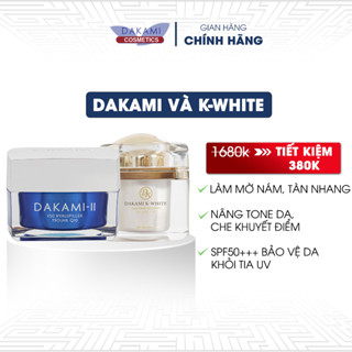 Kem Dakami II và K-White, Combo 2 kem dưỡng da chống nắng, mờ thâm nám, dưỡng trắng da phục hồi da hộp 30Gr