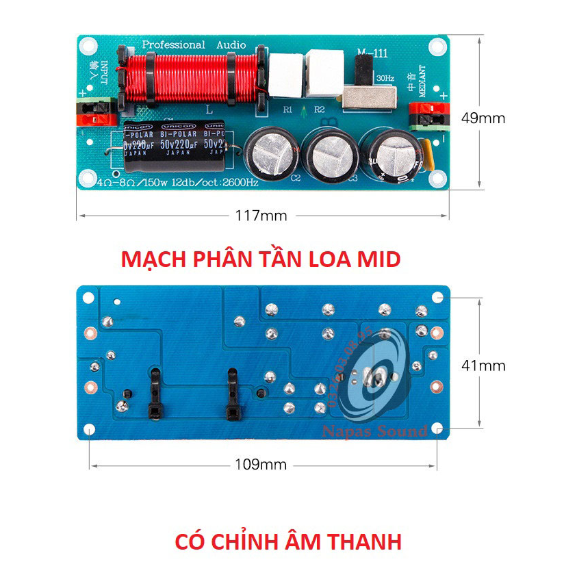 MẠCH PHÂN TẦN LOA TRUNG M111C - PHÂN TẦN LOA MID CÔNG SUẤT LỚN - PHÂN TẦN TĂNG THÊM LỜI CA