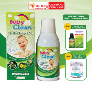 Nước tắm thảo dược Baby Clean làm sạch rôm sảy, mụn nhọt, lở ngứa, làm mát cơ thể bé