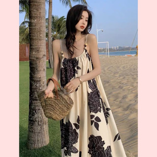 Đầm maxi Hai Dây Họa Tiết Hoa Thời Trang Mùa Hè Sang Trọng Cho Nữ Đầm Hai Dây Dáng Rộng In Họa Tiết Phong Cách Hàn Quốc