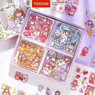 Set 100 miếng sticker miếng dán họa tiết hoạt hình cut,trang trí dán tập vở, bình nước
