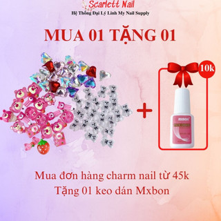 Set 5 charm nail gấu dâu charm trái tim trang trí móng siêu đẹp