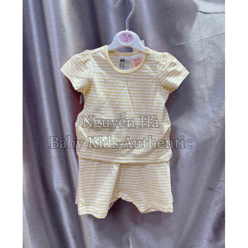 Set 3 bộ hè đùi cotton thun bé gái HM Auth 6-9m