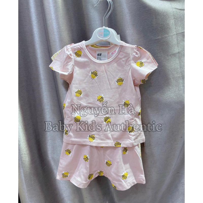 Set 3 bộ hè đùi cotton thun bé gái HM Auth 6-9m