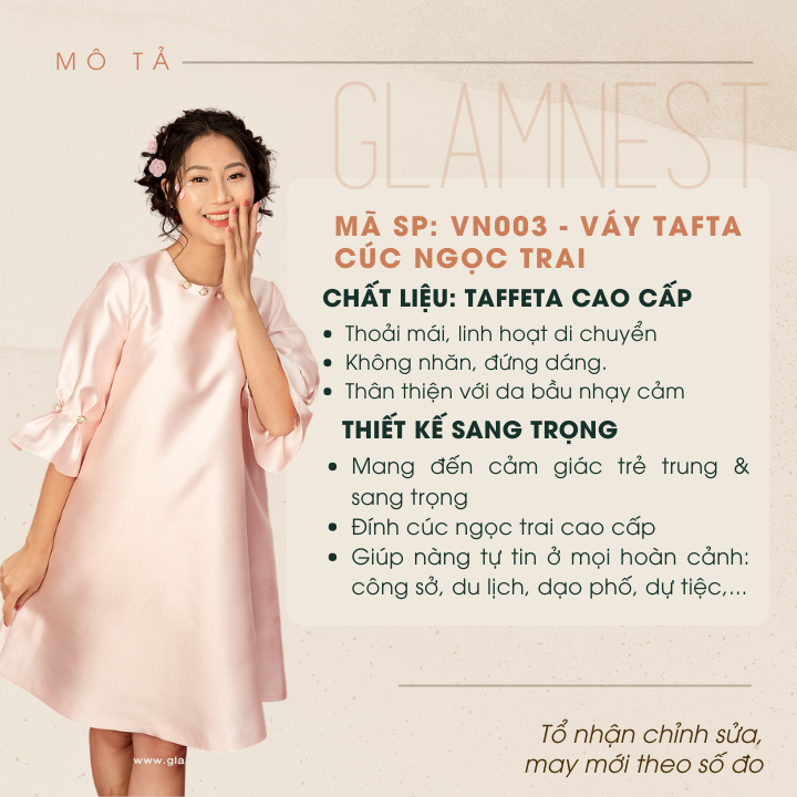 Váy Bầu Cao Cấp Đầm Bầu Dự Tiệc Thời Trang Đẹp GLAM NEST VN003