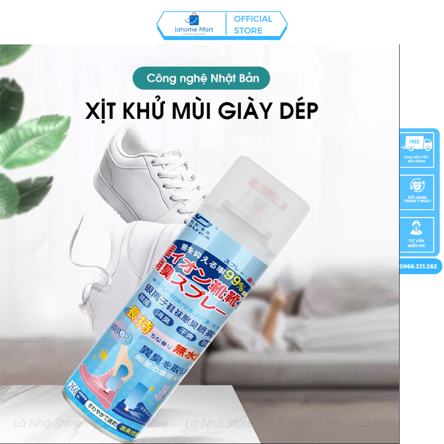 Bình xịt khử mùi hôi giày dép nano bạc Shoes 2h lọ 260ml, Quần áo, tất vớ chân | Lahome Mart