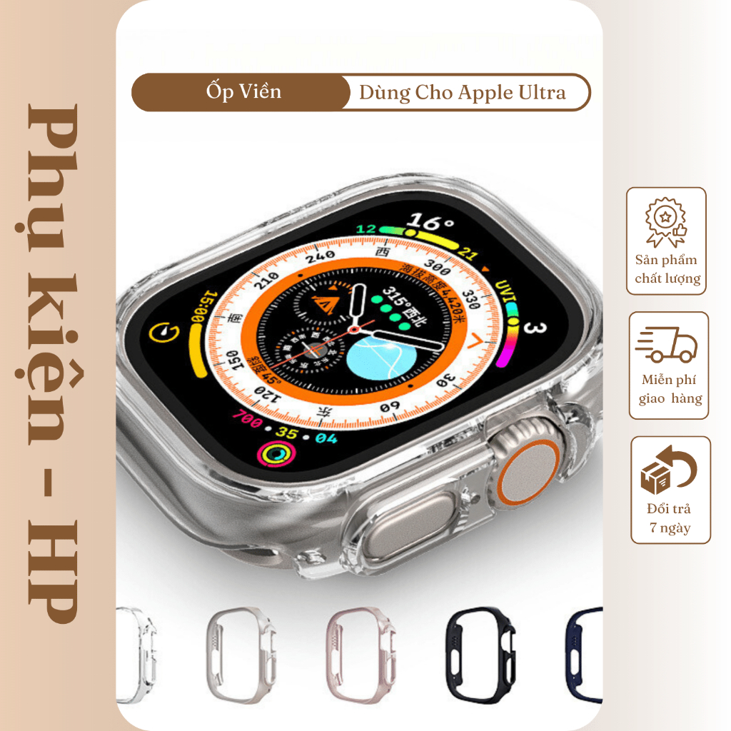 Ốp Viền Trong Suốt - Chống Sốc - Chống Xước Cho Apple Watch Ultra 49MM