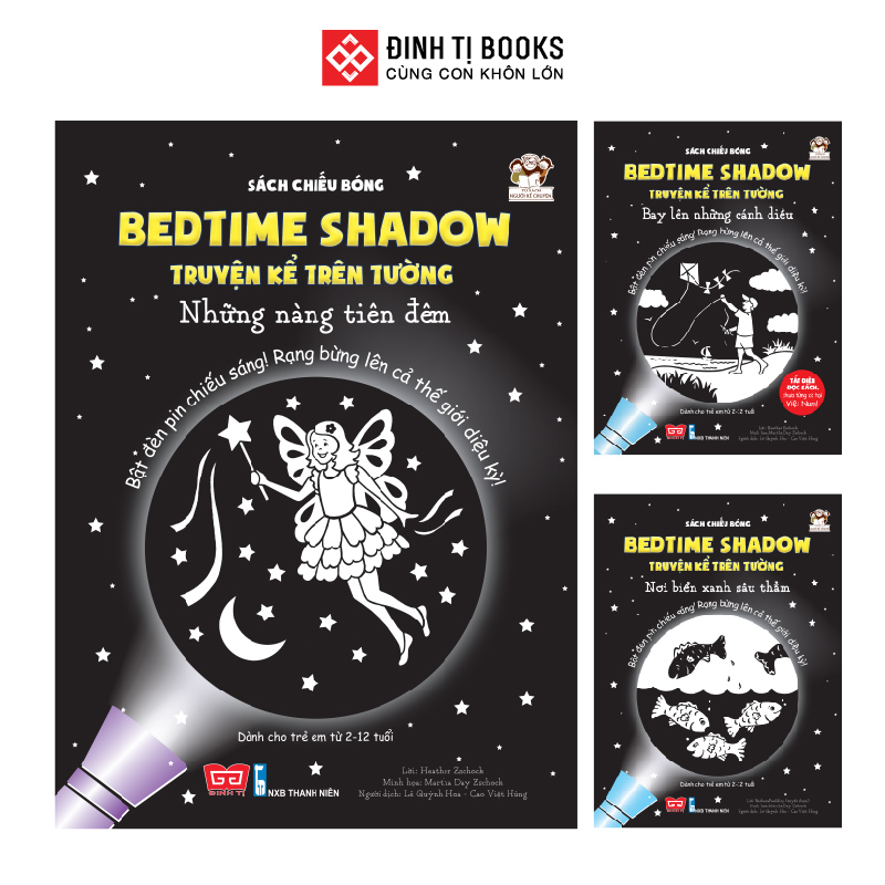 Sách chiếu bóng trên tường - Bedtime Shadow - Song ngữ Việt Anh kèm QR audio cho trẻ 2 - 12 tuổi - Đinh Tị Books