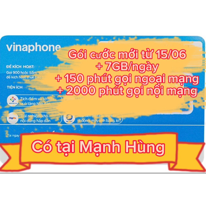 Sim Vinaphone gói mới từ 15/06