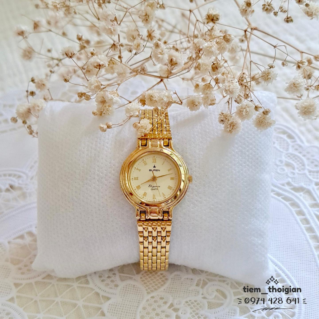 Đồng hồ Si Nhật - Nữ - BUREN Elegance / Mạ vàng toàn thân