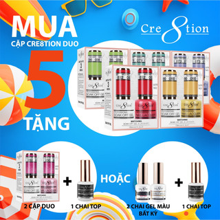 Combo mua 5 tặng 3 cặp sơn gel Duo ( 1 gel+ 1 thường) hãng Cre8tion của Mỹ