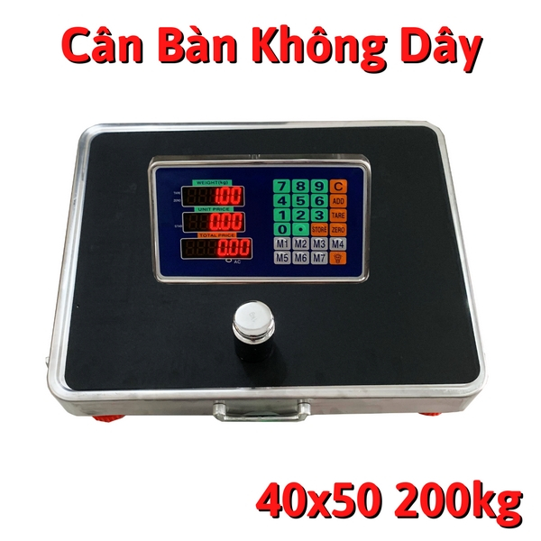 Cân bàn điện tử không dây 200kg Khung 40 x 50cm Cân điện tử bluetooth, Đầu Tính Tiền Bảo Hành 12 Tháng
