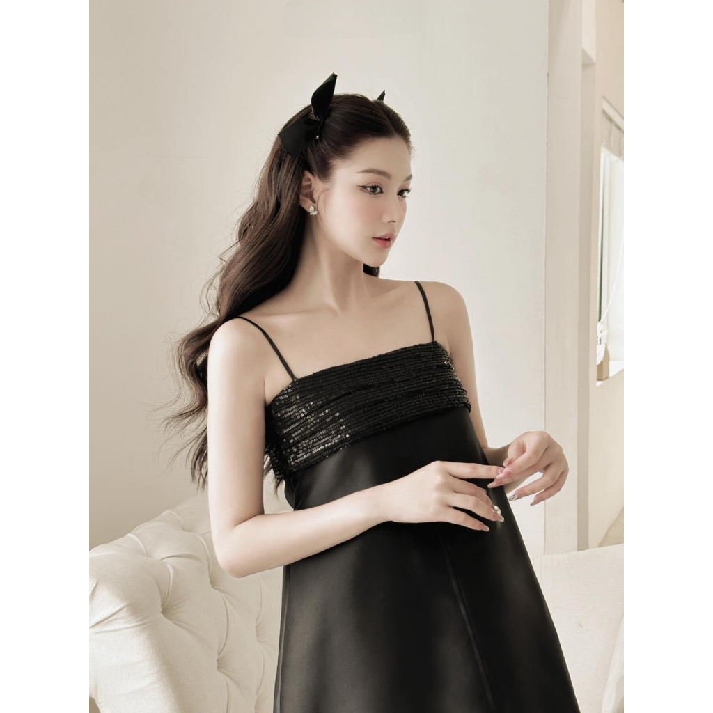 [Mã BMICB300 giảm 10% đơn 249K] Váy hai dây dáng suông xòe chữ A màu đen Myna Dress , váy dự tiệc Deliz Studio | BigBuy360 - bigbuy360.vn