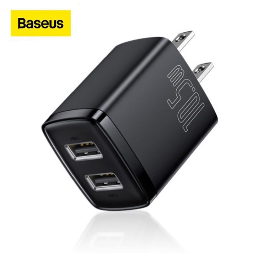 Củ sạc 2 cổng Baseus 10.5w, 2 cổng sạc USB, Bộ sạc dùng cho iPsamsung xiaomi ..., Bh 12 tháng