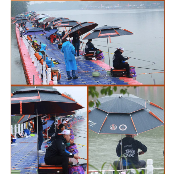 Ô dù câu cá chính hãng MC JIADIAONI màu đen 2 lớp dày dặn 3 size: 2,2m -2,4m và 2,6m