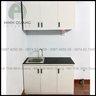 Trọn bộ tủ bếp trên dưới mini có sẵn bồn rửa nhựa Đài Loan 2 lớp cao cấp nhận đặt theo yêu cầu