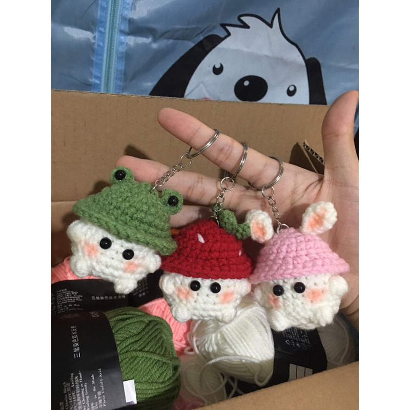 Bé nấm mini 3 màu siu xinh bằng len handmade tặng bạn bè người thân