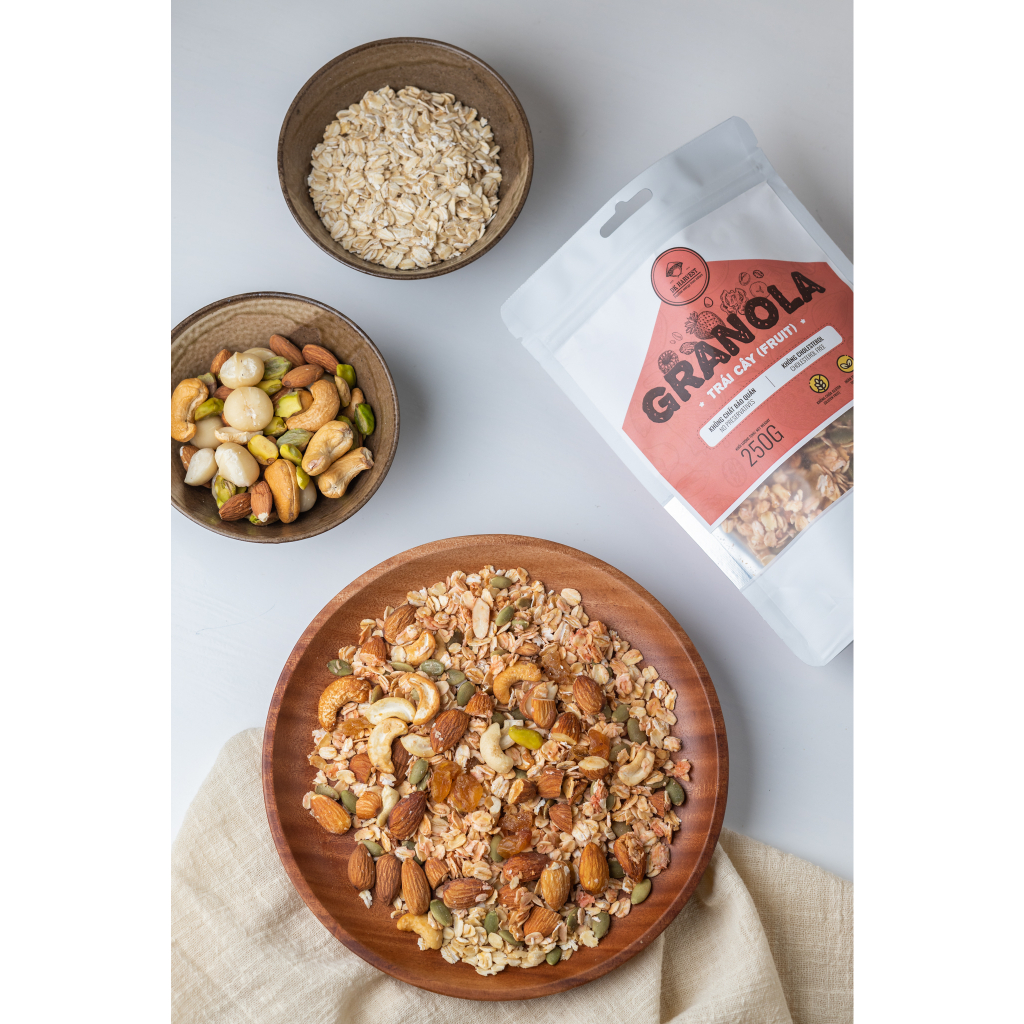 Combo 2 Túi Granola nướng mật ong DK Harvest - tặng kèm 1 bộ bát gáo dừa - 5 loại hạt dinh dưỡng nhập khẩu