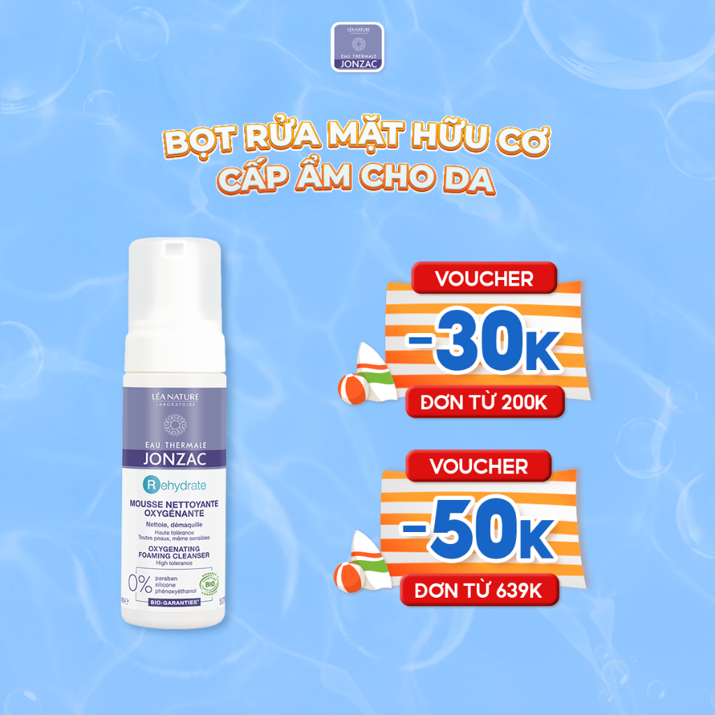 Sữa Rửa Mặt Hữu Cơ Dạng Bọt Eau Thermale Jonzac Rehydrate Oxygenating Foaming Cleanser 150ml