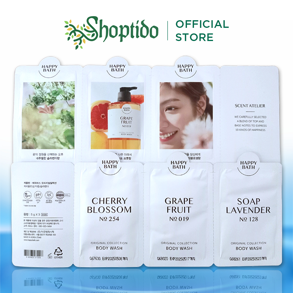 Sữa tắm Happy Bath Hàn Quốc 900g chiết xuất từ thiên nhiên, nhiều hương NPP Shoptido