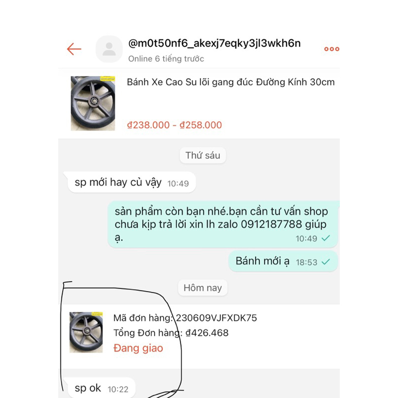 Bánh Xe Cao Su lõi gang đúc Đường Kính 30cm