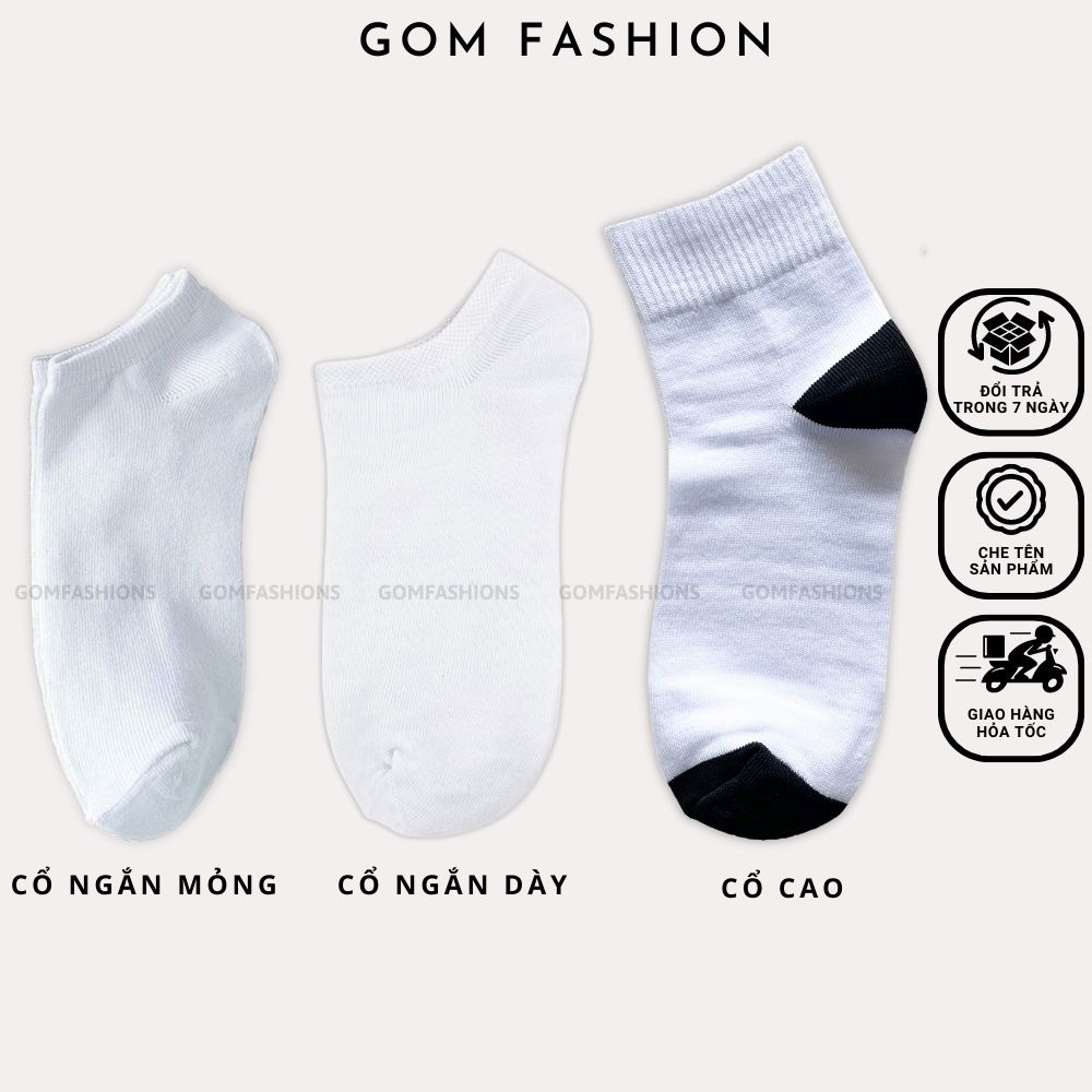 Tất vớ trắng nam nữ GOMTAT hàng VNXK chất liệu cotton thoáng mát khử mùi