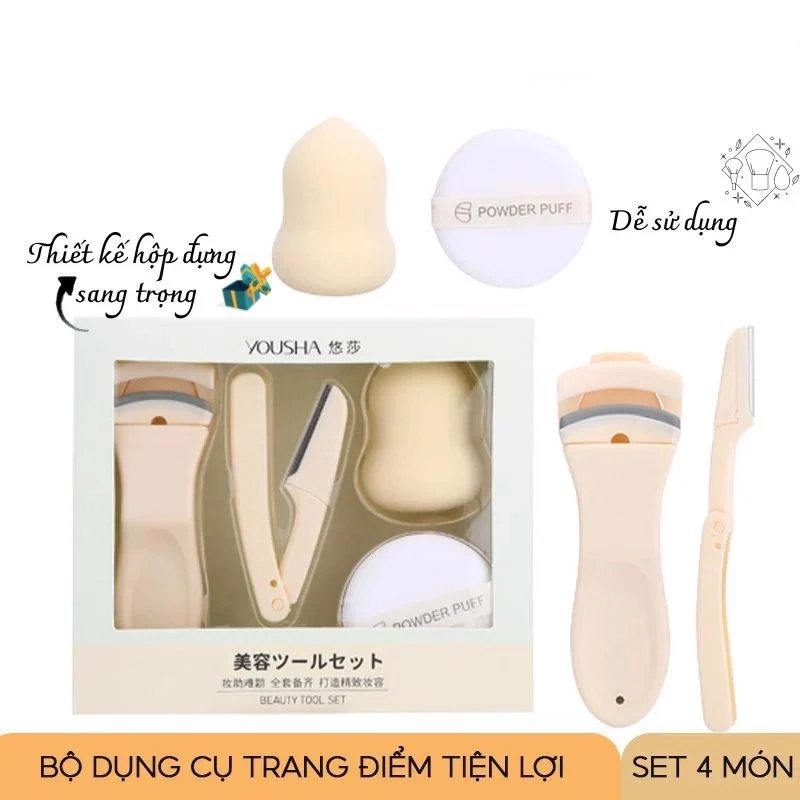 [NHẬP KHẨU] Bộ Dụng Cụ Trang Điểm 4 Món Tiện Lợi Yousha Set Versatile Makeup YE018