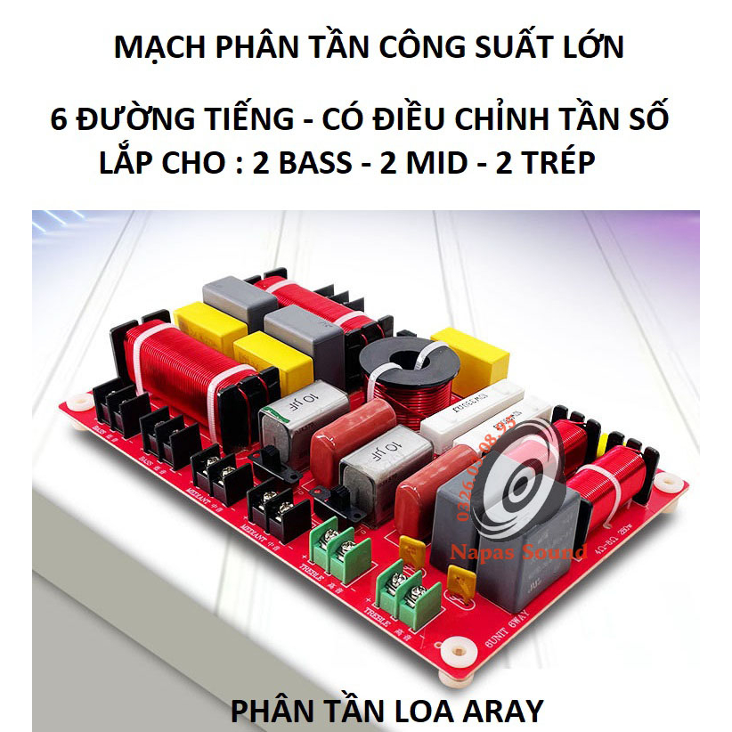 BỘ 2 MẠCH PHÂN TẦN LOA KÉO ĐÔI BASS 30 40 50 - 2 BASS + 2 MID + 2 TREBLE -  PHÂN TẦN LOA 6 ĐƯỜNG TIẾNG