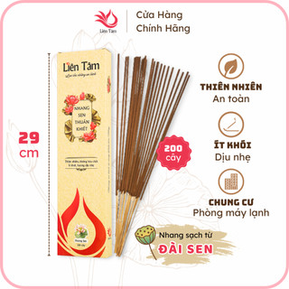Nhang Sen 29cm - Hộp 200 cây - Nhang sạch 100% thiên nhiên - Kiểm định tại CASE - Liên Tâm