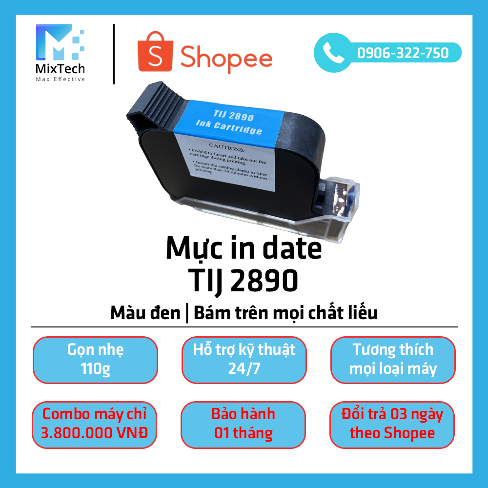 Mực in date cầm tay TIJ 2890 khổ 12.7mm - Màu đen