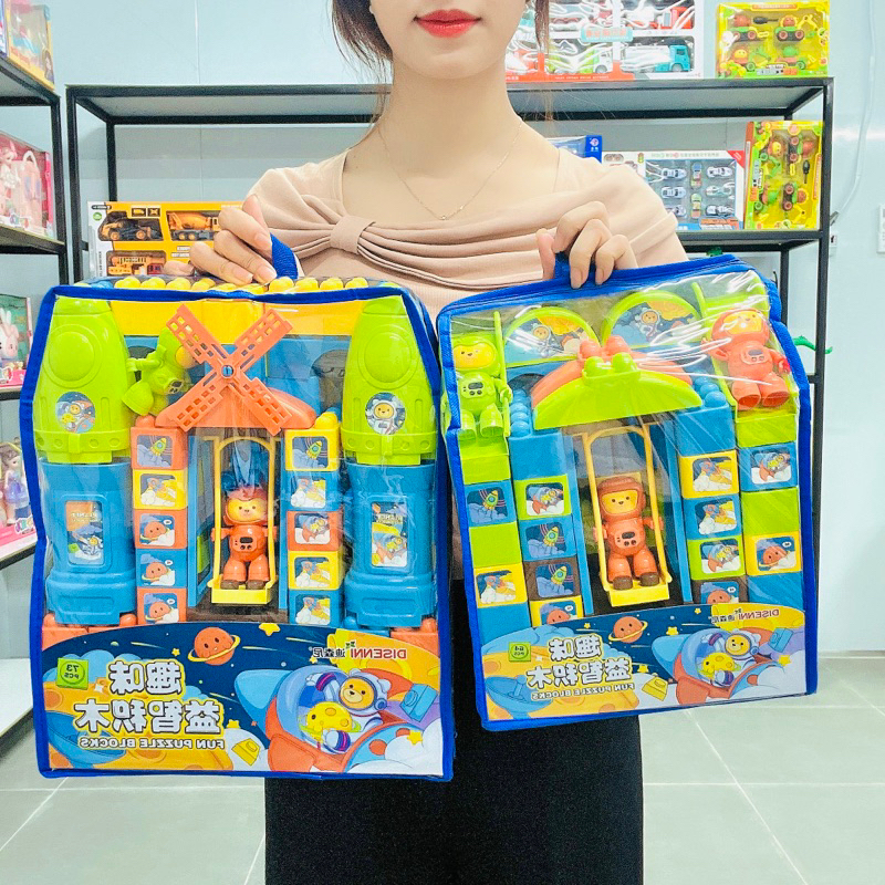 Bộ đồ chơi xếp hình Cỡ Lớn mẫu phi hành gia bằng nhựa ABS cho bé