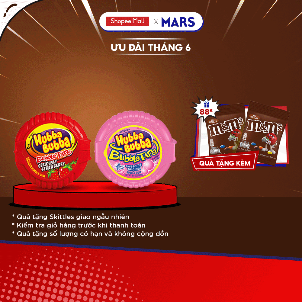 Combo 2 hộp kẹo Sing-gum Hubba Bubba vị truyền thống + dâu