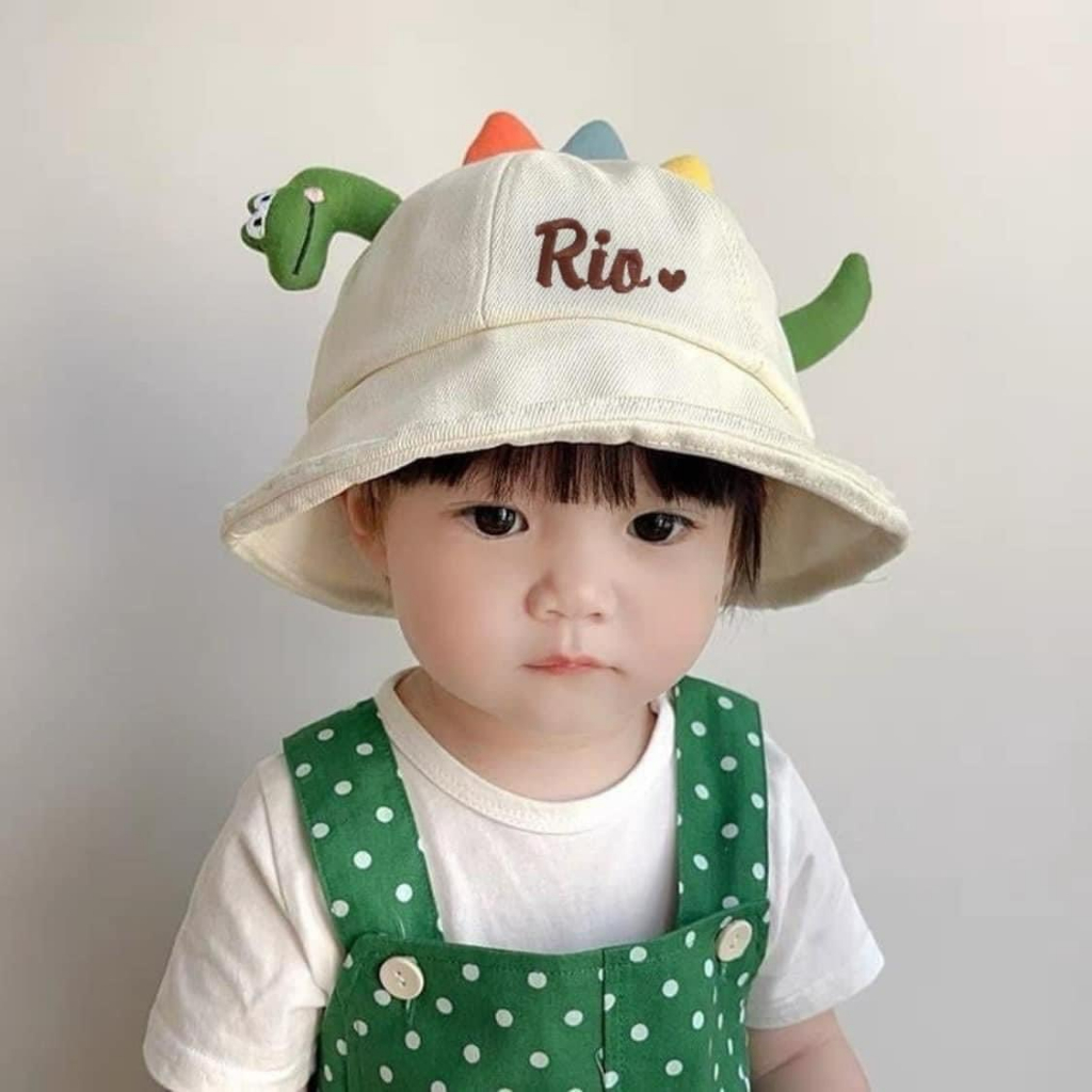 Mũ Thêu Tên hình khủng long siêu dễ thương phong cách hàn quốc cho bé trai và gái
