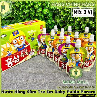 (Date 9/2024) Nước Hồng Sâm Trẻ Em Baby Paldo Pororo Chính Hãng Hàn Quốc - Hộp 10 gói * 100ml (501)