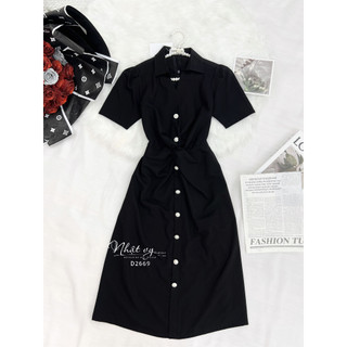 Đầm bigsize dự tiệc MAIHOUSE xoắn eo cổ sơ mi đính cúc chất linen phù hợp đi chơi dạo phố cafe sang chảnh - D2669