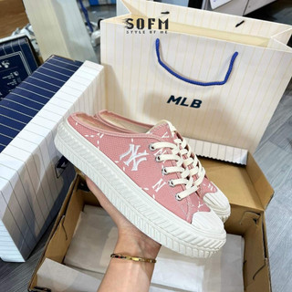 Giày sục mlb ny thêu nữ màu hồng màu nâu Hàng Quảng Châu cực chất , Giày thể thao sục nữ hottrend 2022