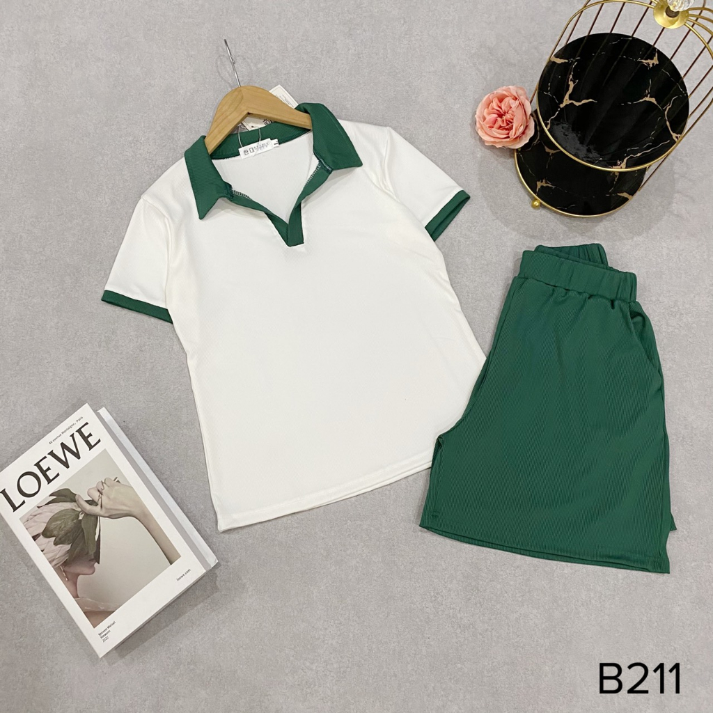Set bộ áo polo quần đùi chất liệu thun tăm siêu đẹp - PIJAMA HOUSE