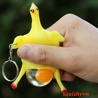 Móc khoá gà đẻ trứng vàng thú vị squishy mềm dẻo