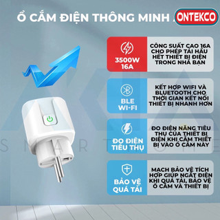 Ổ cắm hẹn giờ ONTEKCO 3500W 16A - Ổ cắm wifi Tuya, có đo điện năng tiêu thụ,ổ cắm thông minh điều khiển từ xa smart life