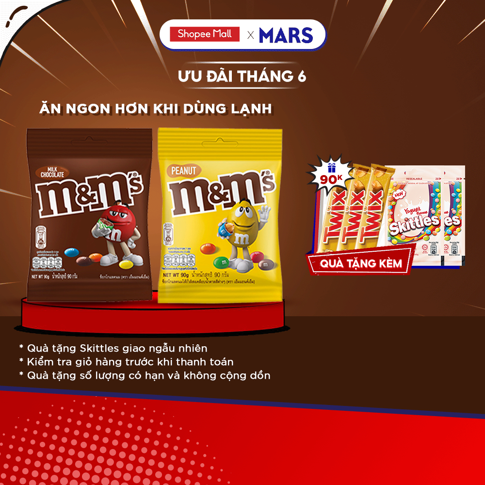 Combo 2 gói kẹo Sô Cô La sữa & Đậu phộng M&M's gói 90g