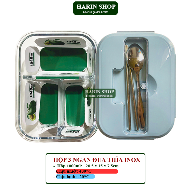 Hộp Thủy Tinh - Hộp Đựng Thức Trưa, Hộp Cơm Văn Phòng Có thể Sử Dụng Quay Trong Lò Vi Sóng