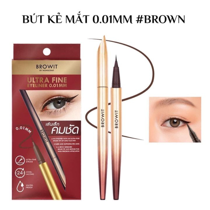 Kẻ Mắt Nước Browit By Nongchat Ultra Fine Eyeliner 0.01mm 2 màu Nâu, Đen Chống Nước, Không Lem, Không Trôi
