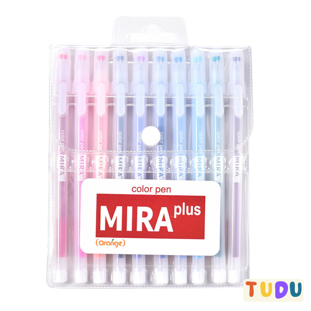 Bút mực gel Mira cao cấp dễ thương TUDU, bút viết sổ caliigrapy ngòi 0,5mm 10 màu dễ mix ra mực đều nhanh khô