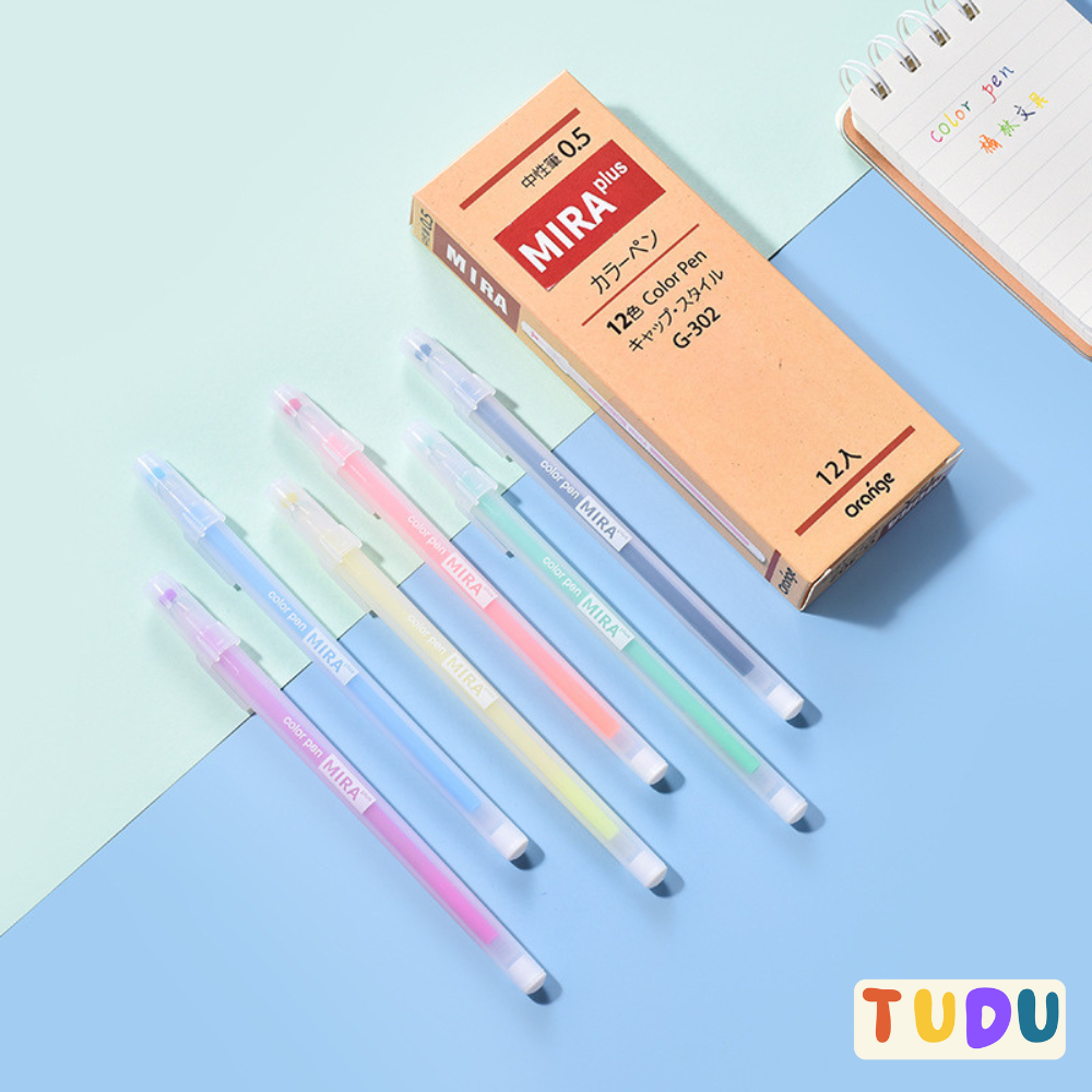 Bút mực gel Mira cao cấp dễ thương TUDU, bút viết sổ caliigrapy ngòi 0,5mm 10 màu dễ mix ra mực đều nhanh khô